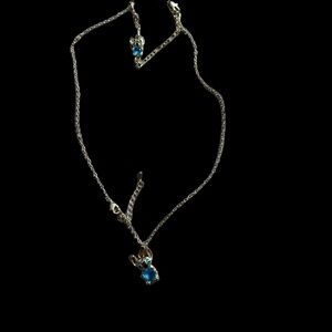 Elegant Gold plate 24k Necklace ,bracelet and earrings with Blue stitch